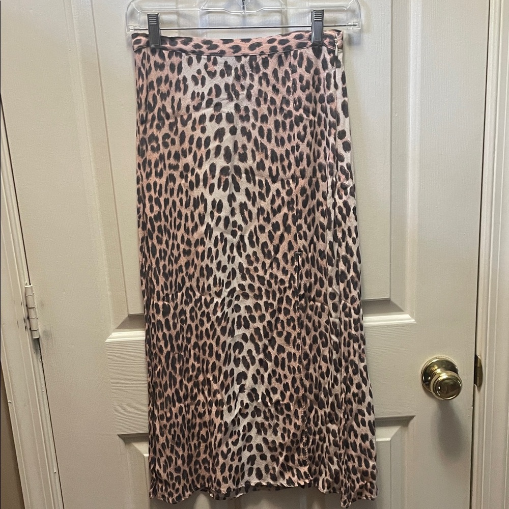 H&M Animal Print Midi Skirt - Brown and Black